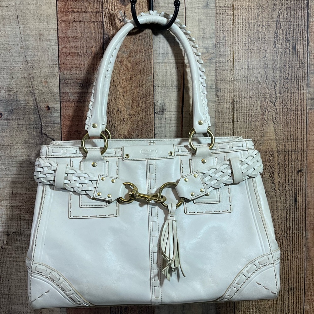 Coach Hampton Braid Ivory Tote - Picture 5 of 13